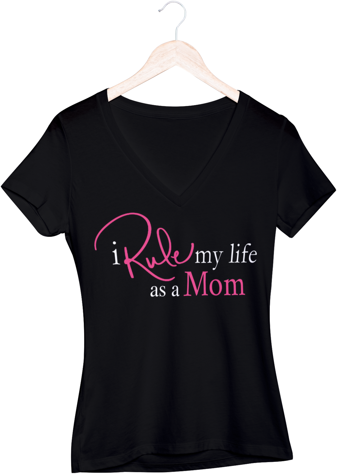 I Rule My Life as a Mom, V-Neck T-Shirt - White