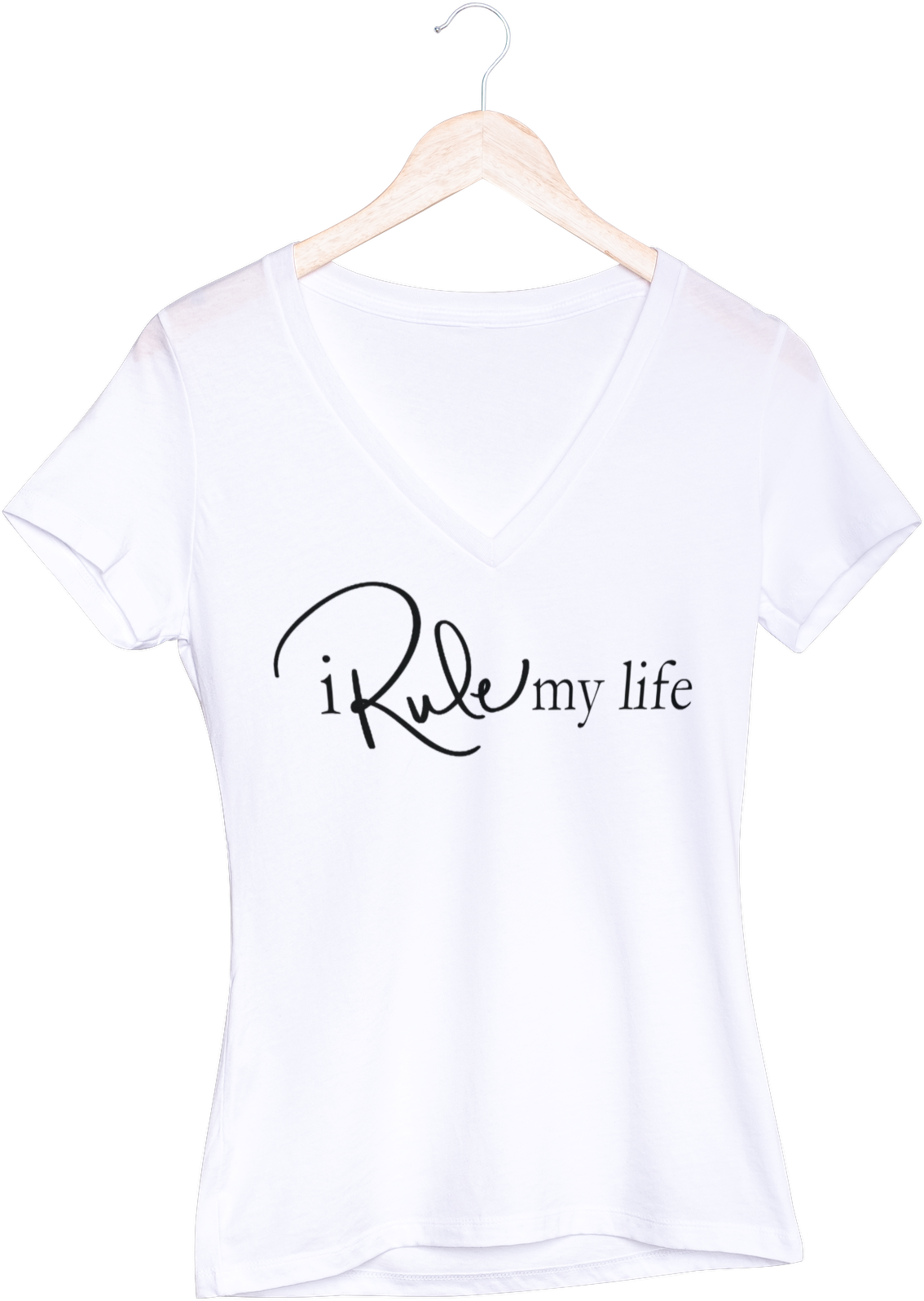 I Rule My Life V Neck Signature T-Shirt - White