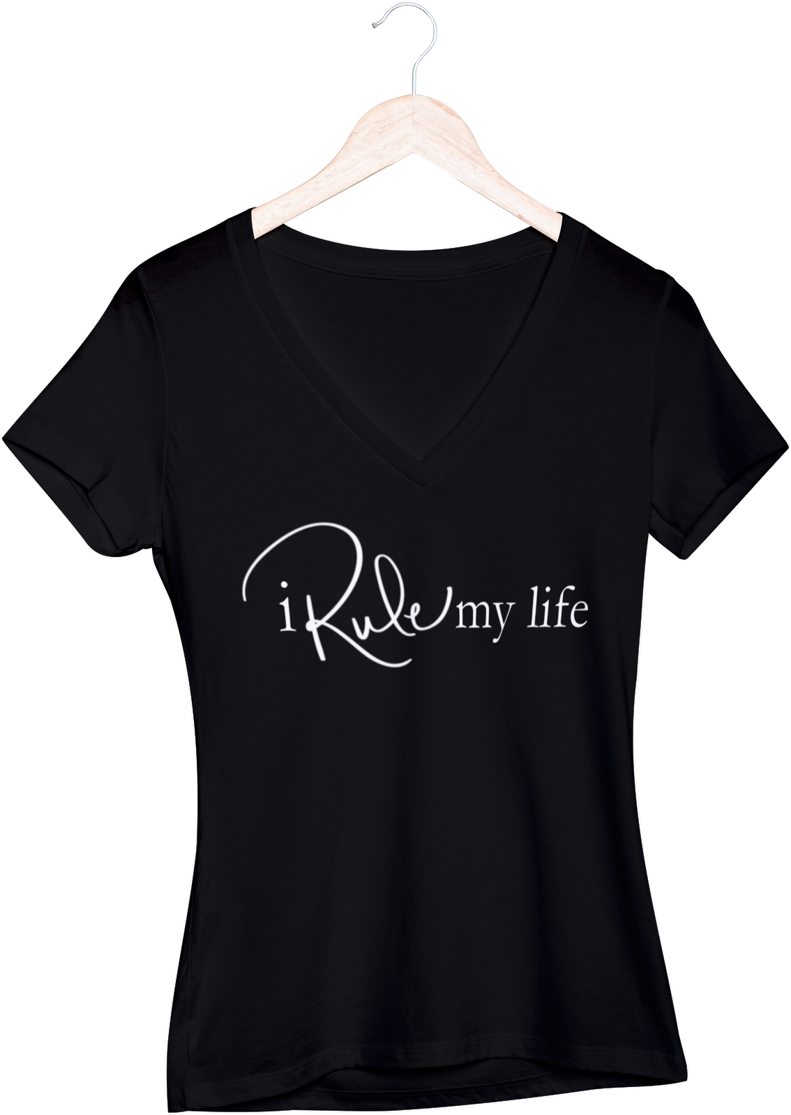 I Rule My Life V Neck Signature T-Shirt - Black