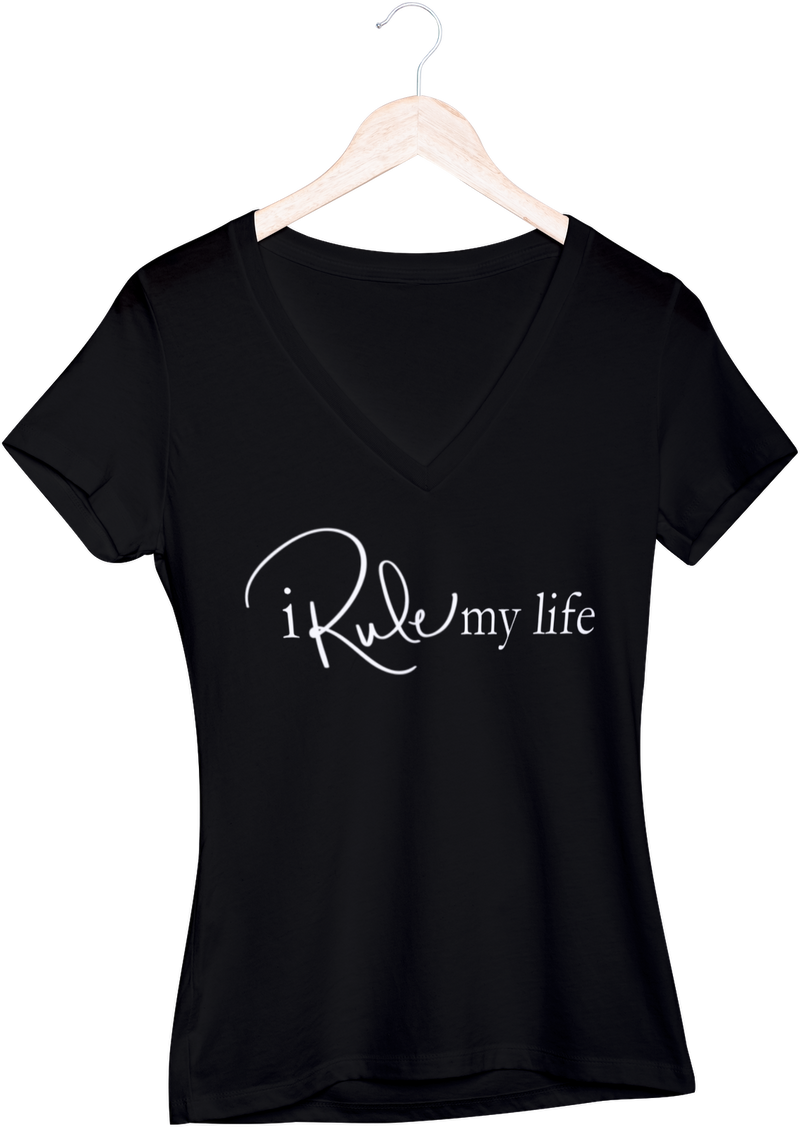 I Rule My Life V Neck Signature T-Shirt - Black